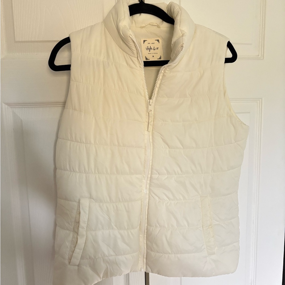 Style & Co. Women's White Puffer Vest
